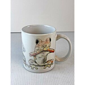 Vtg Ceramic Frog Coffee Mug Hear No Evil See No Evil Speak No Evil Novelty Retro